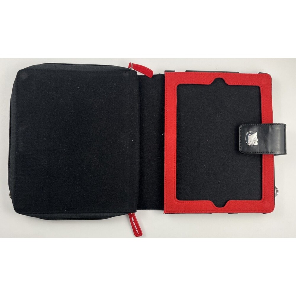 Hello Kitty Case Black iPad Tablet Portfolio #KT43488 Pocket Strap Messenger Bag - Picture 8 of 15